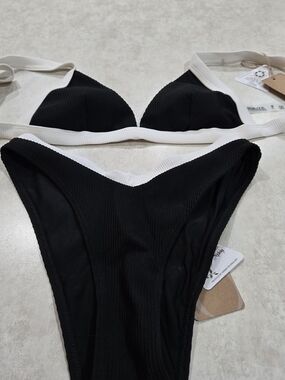 Berlook Black Bikini Set with White Contrast Trim NWT Size Small